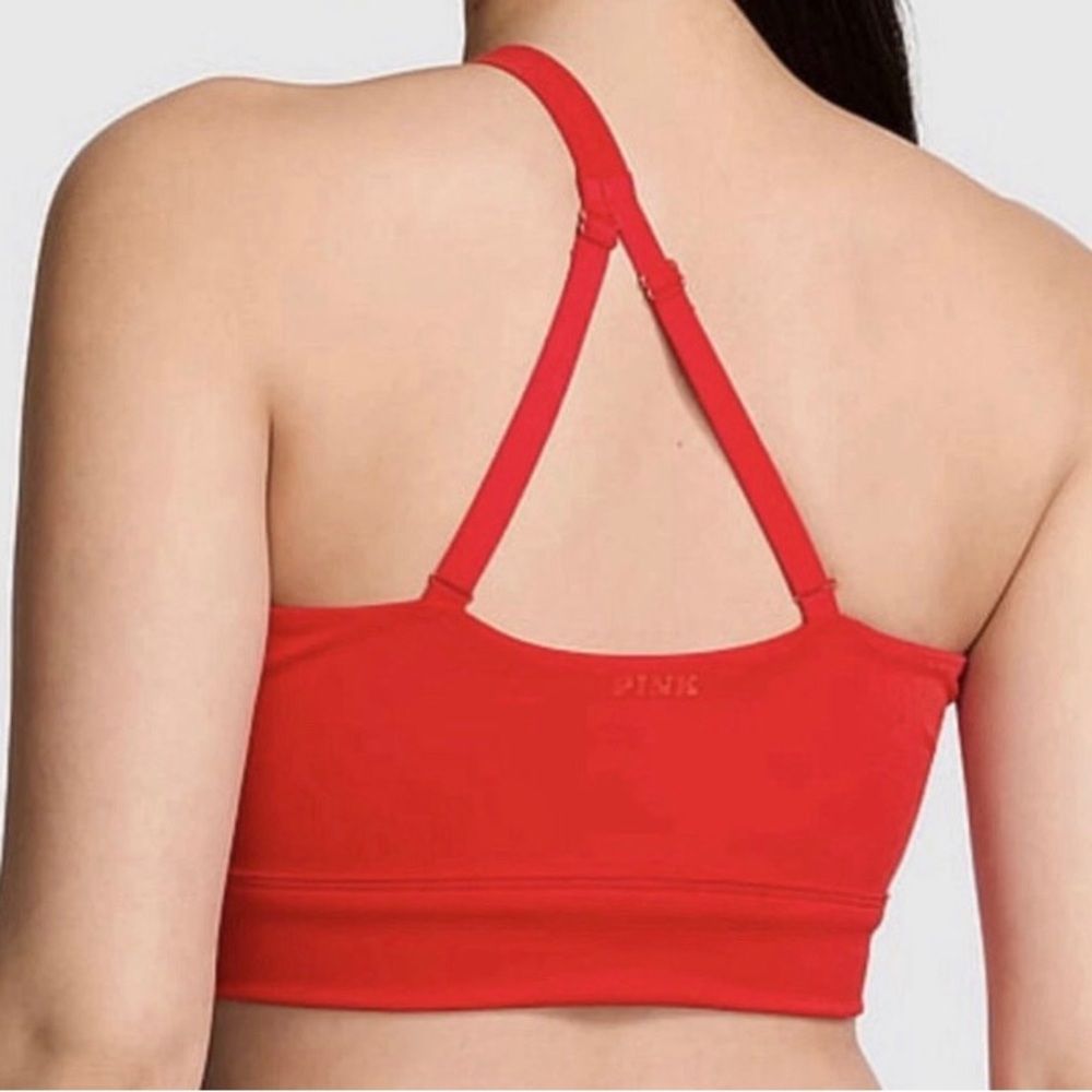 PINK Victoria's Secret One-Shoulder Red Sports Bralette - Picture 2 of 7